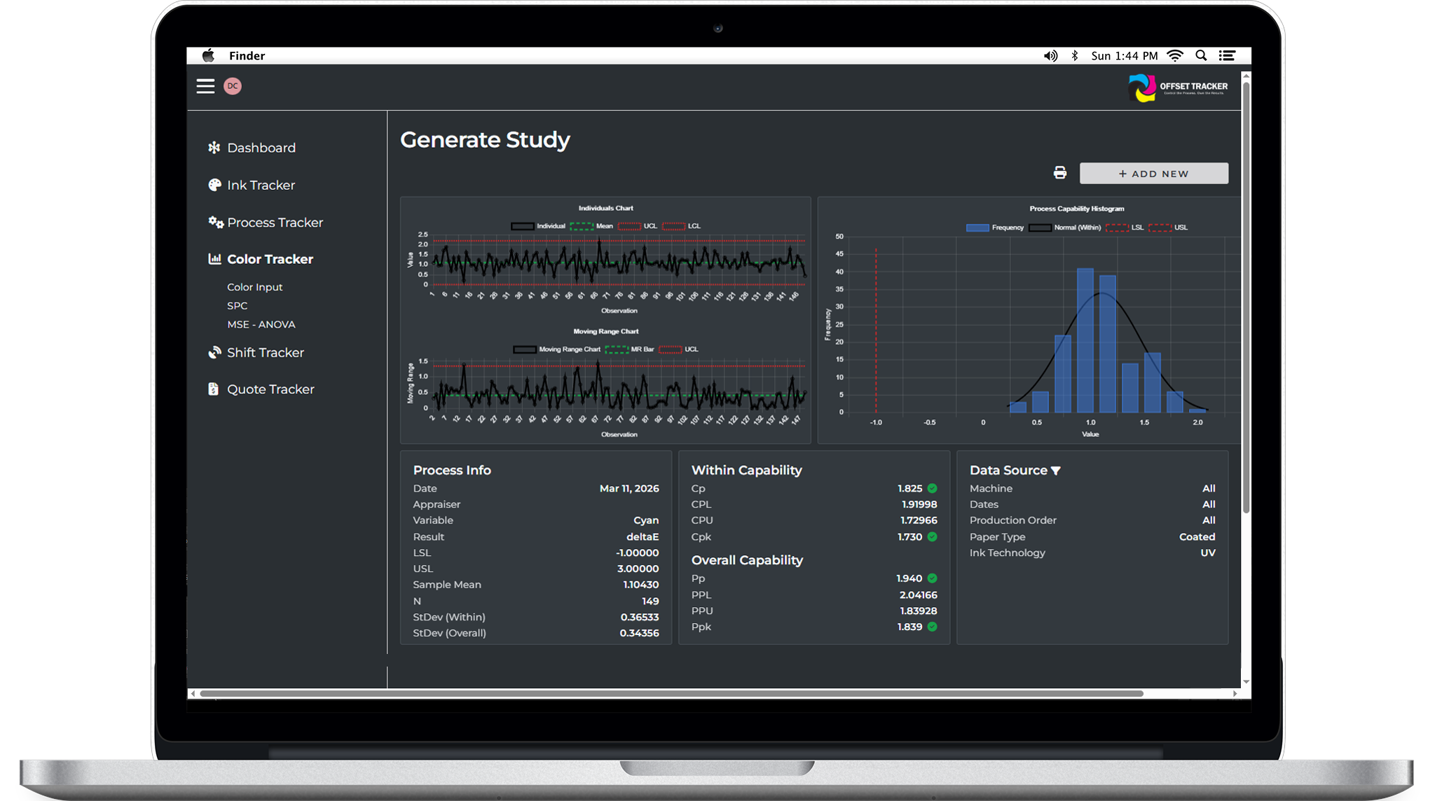 Color Tracker screen